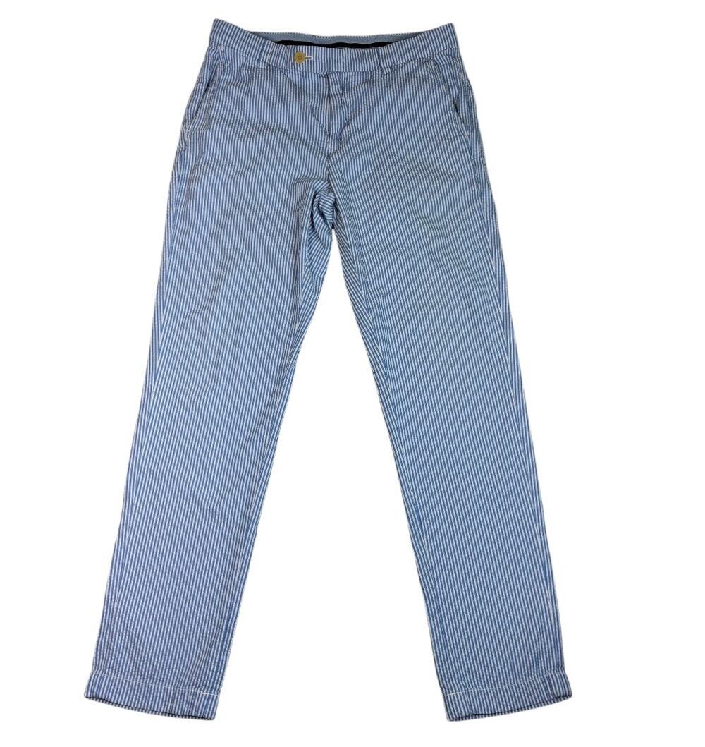 BROOKS BROTHERS MILANO FIT LIGHT BLUE/WHITE PINSTRIPE PANTS SIZE W 32 L 32